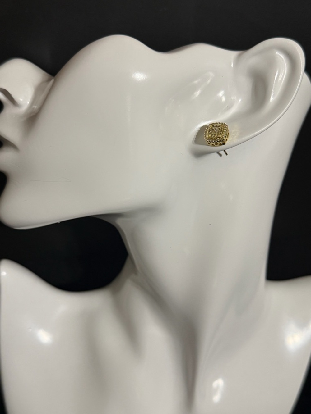 14k gold finish Gold-Tone Pave Square Stud Earrings - Women Jewelry